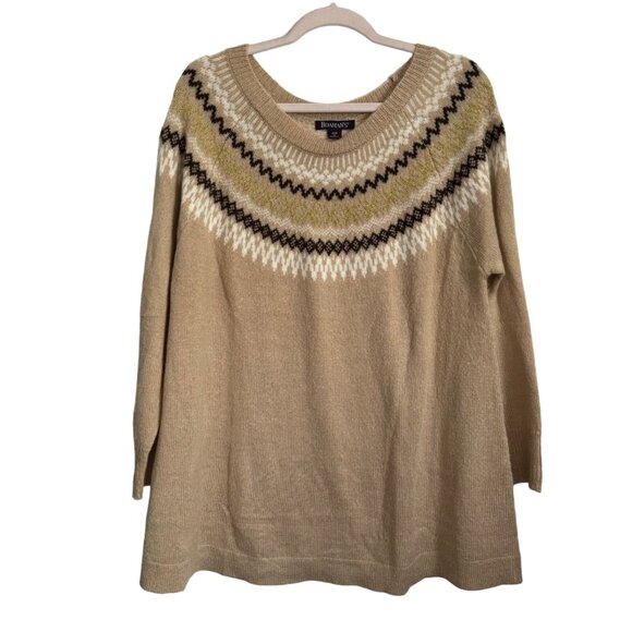 Roamans Womens Fair Isle Sweater Size 14/16WBeige with Geometric Pattern 98% Acr - Picture 6 of 13